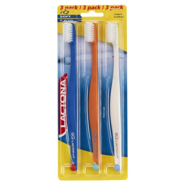 Lactona Iq 4-Row Soft 3 Pack, Extra Μαλακές Οδοντόβουρτσες, Πακέτο 3 Τεμαχίων