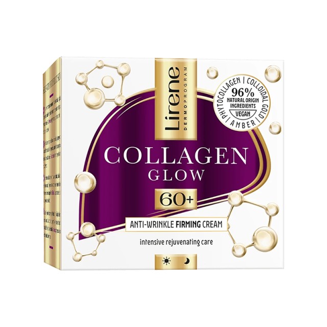 Lirene COLLAGEN GLOW Anti-wrinkle Firming Cream 60+, Αντιρυτιδική Κρέμα Ημέρας με Κολλαγόνο για Σύσφιξη & Λάμψη, 50ml