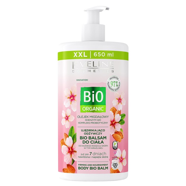 Eveline Cosmetics Bio Organic Moisturizing & Firming Body Balm with Almond Oil, Ενυδατικό Βάλσαμο Σώματος με Έλαιο Αμυγδάλου, 650ml