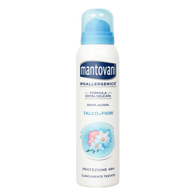 Mantovani Talco e Fiori Deo Spray 0% Αλκοόλ, Υποαλλεργικό Αποσμητικό Σπρέι 150ml