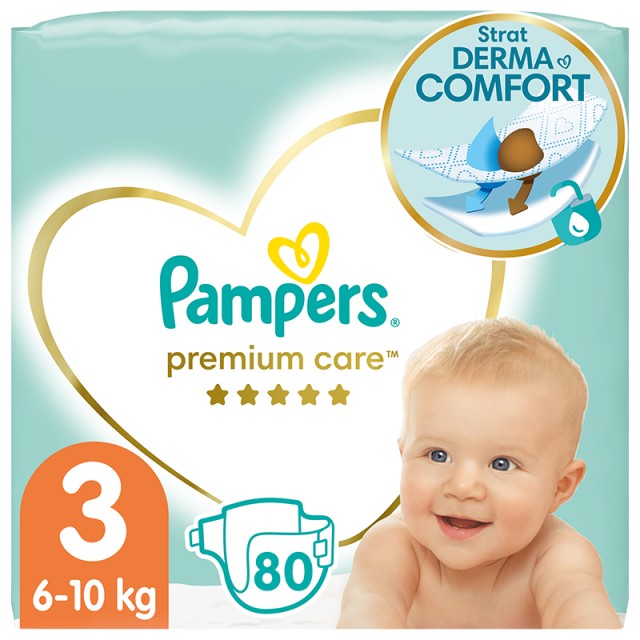 Pampers Premium Care Πάνα Μέγεθος 3 (6kg - 10kg), 80 Πάνες