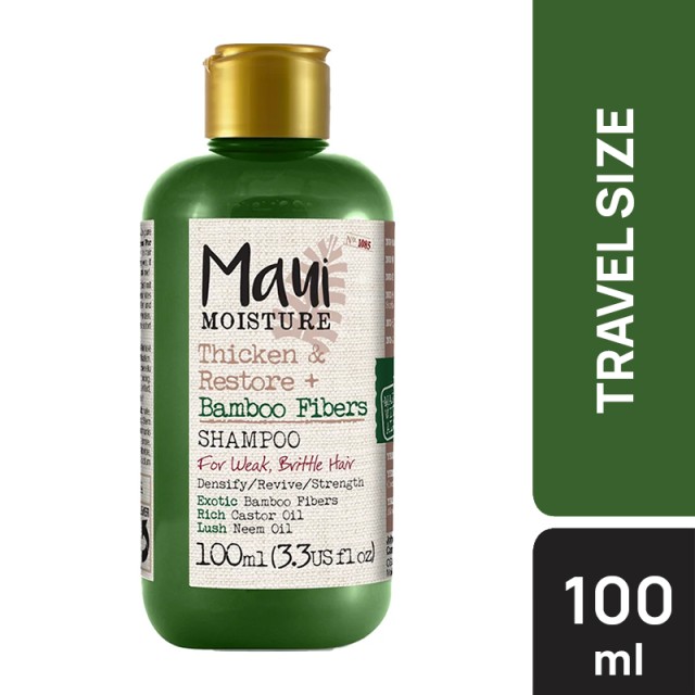 Maui Moisture Thicken & Restore + Bamboo Fibers Shampoo, Σαμπουάν για Πλούσιο Όγκο & Σώμα στα Λεπτά & Αδύναμα Μαλλιά, 100ml TRAVEL SIZE
