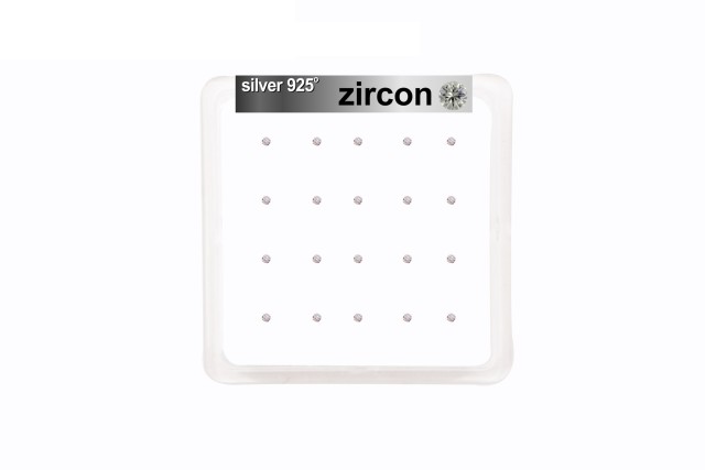 Ro Accessories Σκουλαρίκι μύτης Silver 925 4 clip Zircon 1.5 mm με μπίλια