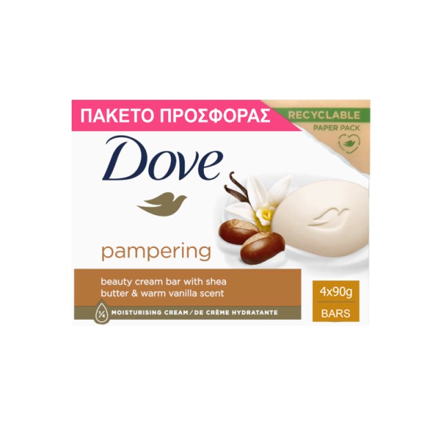Dove Beauty Cream Bar Shea Butter, Σαπούνι  4x90gr