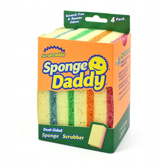 Scrube Daddy Sponge Daddy Dual Sided, Σφουγγάρι Πολλαπλών Χρήσεων Διπλής όψης, Σετ 4 Τεμαχίων