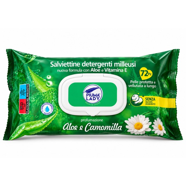 Piuma Lady Baby Υγρά Μαντηλάκια Aloe & Χαμομήλι με Aloe Vera & Βιταμίνη E ,72τμχ.