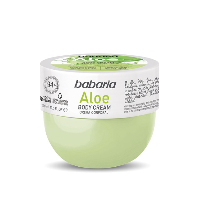 Babaria Aloe Vera Body Cream, Ενυδατική Κρέμα Σώματος για Ευαίσθητο Δέρμα, 400ml