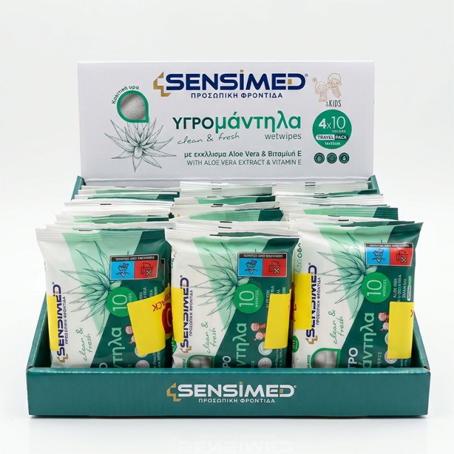 Sensimed Clean & Fresh, Υγρομάντηλα με Εκχύλισμα Aloe Vera & Βιταμίνη Ε, 360τμχ MONTHLY PACK