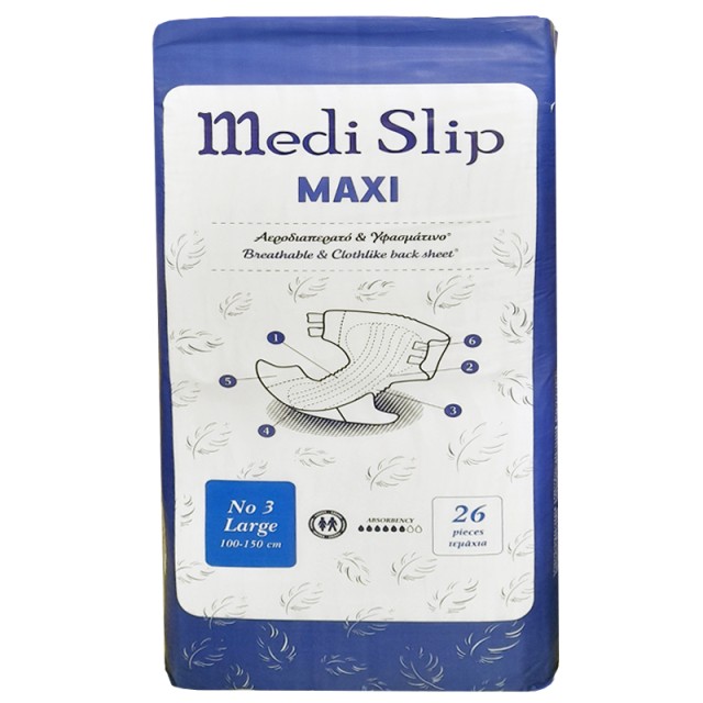 Medislip Maxi, Πάνες Ακράτειας Νο3 Large, 26τμχ