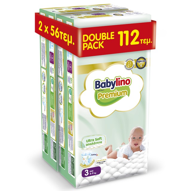 Βρεφική Πάνα Babylino Premium DOUBLE PACK No3 4-9kg 112 τεμ.