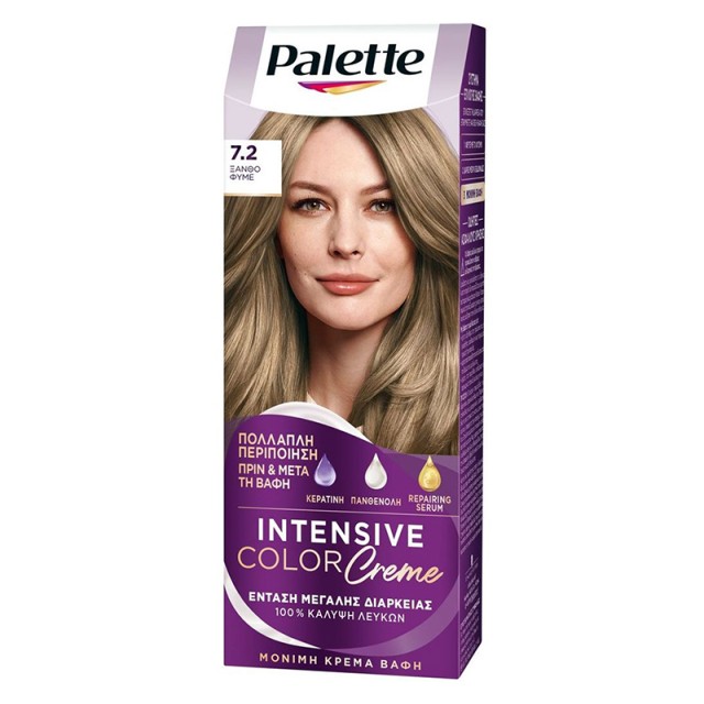 Schwarzkopf Palette Intensive Color Creme Μόνιμη Κρέμα Βαφή Μαλλιών No 7.2 Ξανθό Φυμέ, 1τμχ