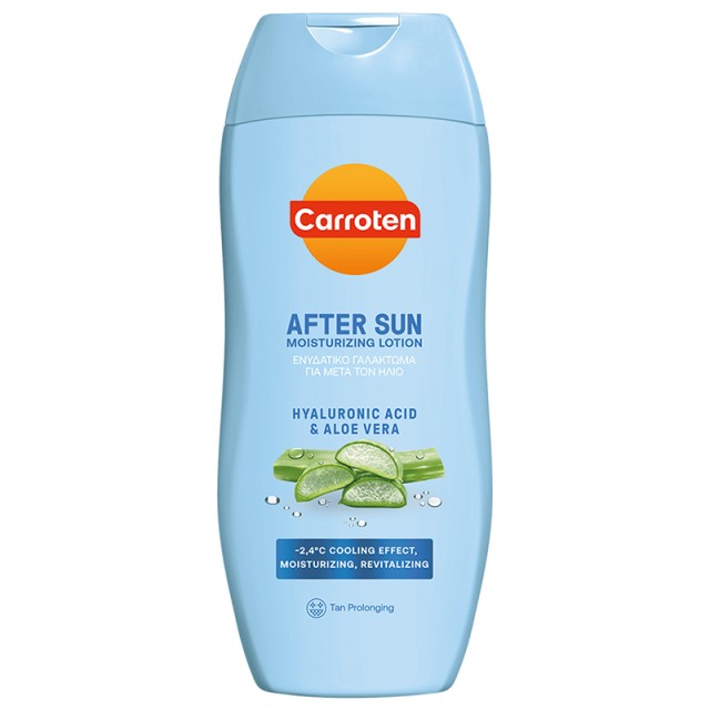 Carroten After Sun Moisturizing Lotion, Ενυδατικό Γαλάκτωμα Σώματος για Μετά τον Ήλιο με Υαλουρονικό Οξύ & Αλόη, 200ml