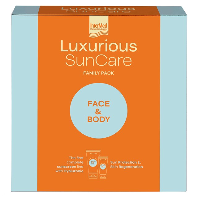 Intermed Luxurious SunCare Face & Body Family Pack με High Protection Face Cream SPF50, 75ml & Sun Protection Body Cream SPF15, 200ml, 1σετ