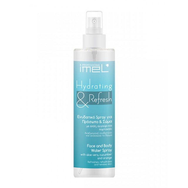 Imel Face & Body Hydrating & Refresh Water Spray, Ενυδατικό Νερό Προσώπου, Σώματος & Μαλλιών με Αλόη, Αγγούρι & Πορτοκάλι, 250ml