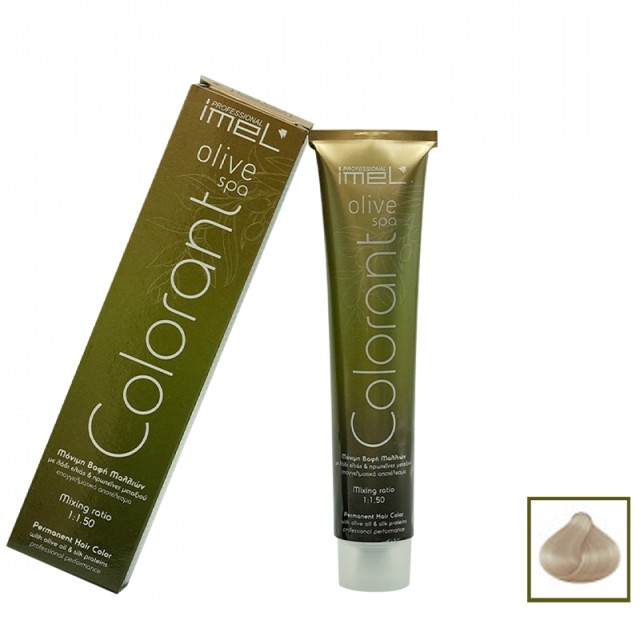 Imel Olive Spa  Νο901 Σταχτί Υπερξανθιστικό, Επαγγελματική Mόνιμη Bαφή Mαλλιών με Mετάξι & Λάδι Ελιάς, 100ml
