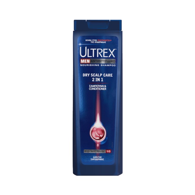 Ultrex Men Dry Scalp Care 2 in 1, Ανδρικό Αντιπιτυριδικό Σαμπουάν & Conditioner Κατά της Ξηροδερμίας, 400ml