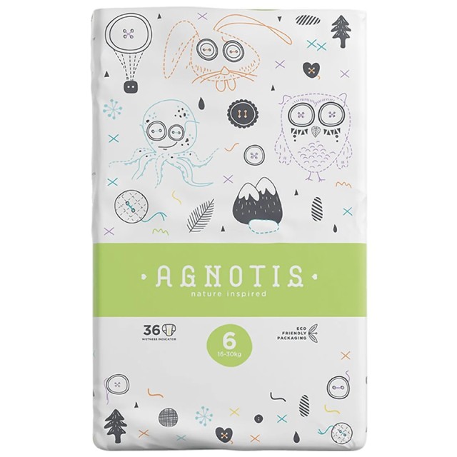 Agnotis Baby Diapers No 6 (16-30kg) Βρεφικές Πάνες, 36 τεμάχια