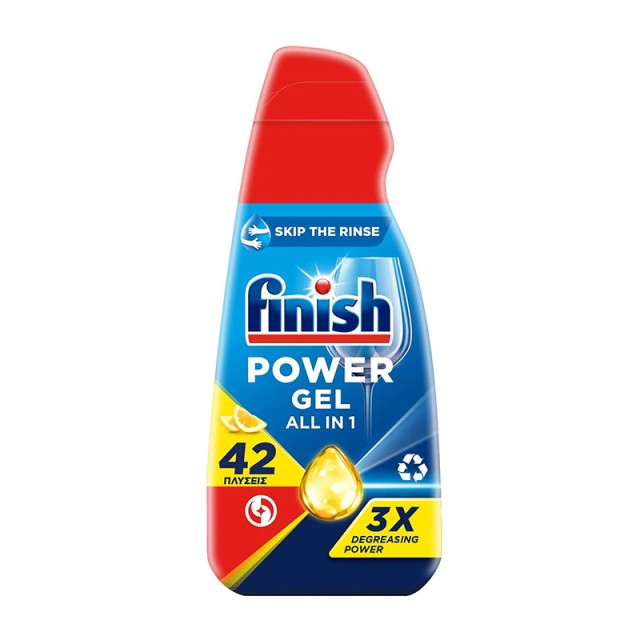 Finish Power Gel Λεμόνι, Υγρό Gel Απορρυπαντικό Πλυντηρίου Πιάτων 940ml