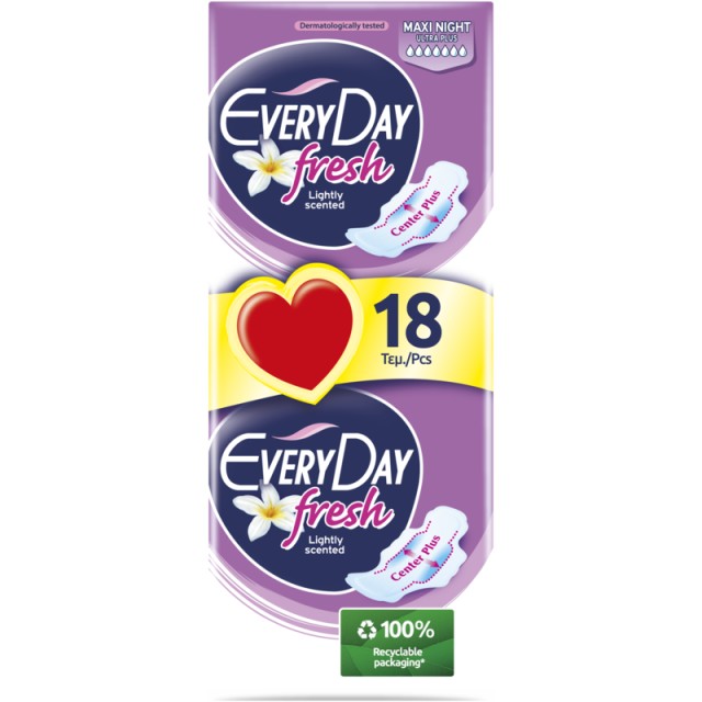 EveryDay Σερβιέτες Fresh MAXI NIGHT Ultra Plus 18 τεμ.
