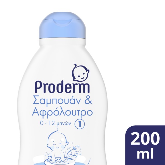 Proderm Σαμπουάν & Αφρόλουτρο για Βρέφη 0-12 μηνών, 200ml