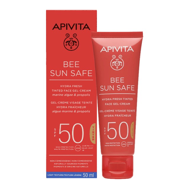 Apivita Bee Sun Safe Αντηλιακή Κρέμα-Gel Προσώπου με Χρώμα SPF50, 50ml
