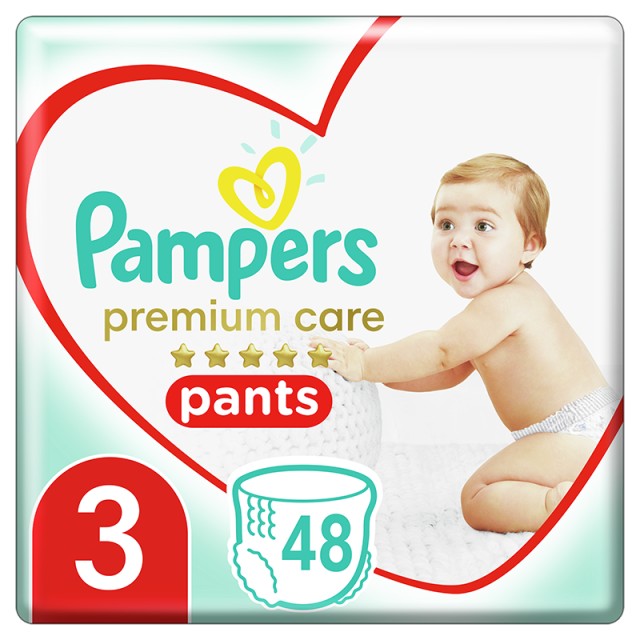 Pampers Premium Care Pants, Πάνες Βρακάκι No3 (6-11kg), 48τμχ, JUMBO PACK
