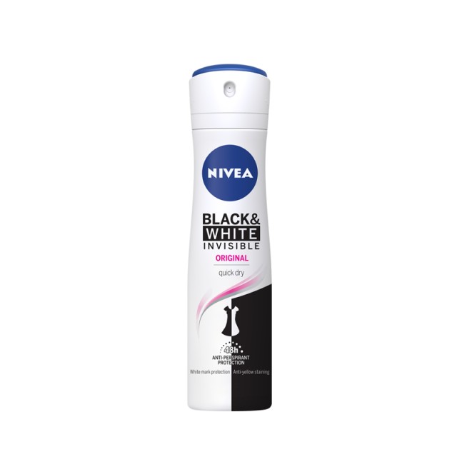 Nivea Invisible Black & White Original, Γυναικείο Αποσμητικό Σπρέι, 150ml