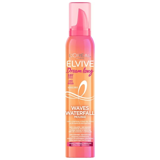 Elvive Dream Long Waves Waterfall, Αφρός Μαλλιών με Βιταμίνη & Καστορέλαιο για Απαλές & Ανάλαφρες Μπούκλες 200ml