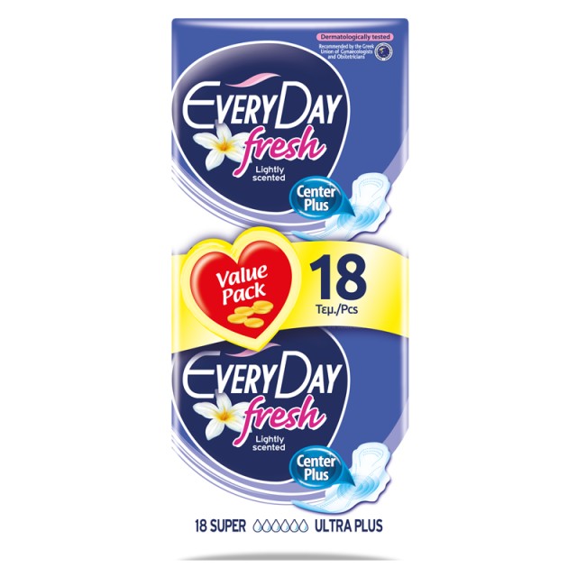 Every Day Fresh Ultra Plus Super, Σερβιέτες με Φτερά, 18τμχ, VALUE PACK