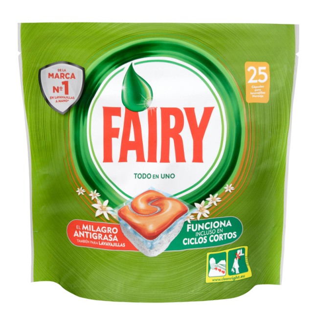 Fairy All in One Πορτοκάλι, Κάψουλες Πλυντηρίου Πιάτων, 25 κάψουλες