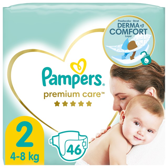 Pampers Premium Care, Βρεφικές Πάνες Νο2 (4-8kg), 46τμχ, VALUE PACK