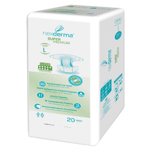 Nexderma Super Premium, Πάνες Ακράτειας Νο3 Large, 20τμχ