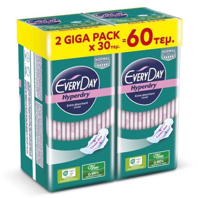 EveryDay Σερβιέτες Hyperdry NORMAL Ultra Plus GIGA PACK x 2, 60 τεμ. (2x30τεμ.)
