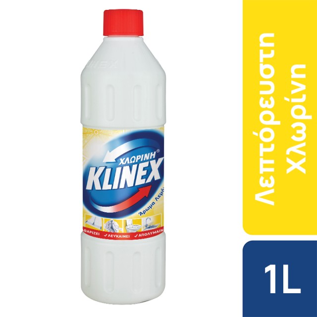 Klinex Lemon, Λεπτόρρευστη Χλωρίνη με Άρωμα Λεμόνι 1lt