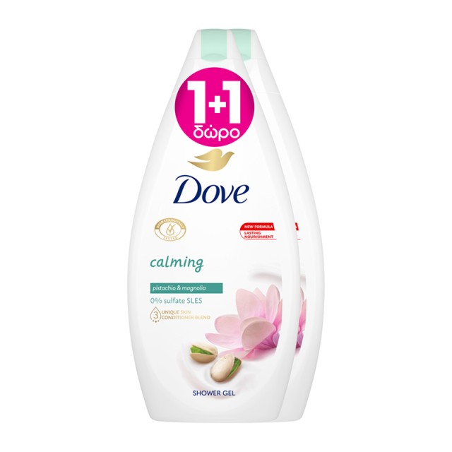 Dove Calming Pistachio Cream & Magnolia Αφρόλουτρο, 2x450ml 1+1 ΔΩΡΟ