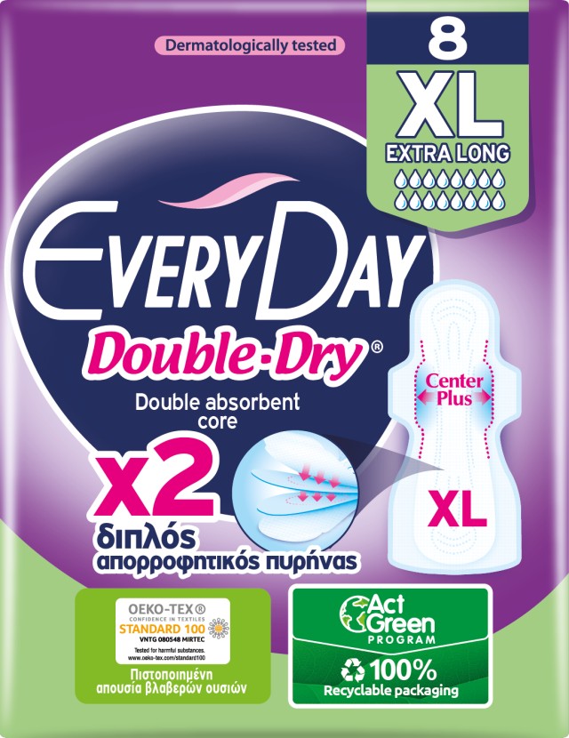Every Day Σερβιέτες Hyperdry Double Dry Ultra Plus Extra Long 8 τεμ.