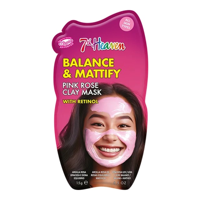 7th Heaven Balance & Mattify Pink Rose Clay Μάσκα με Ρετινόλη 15g