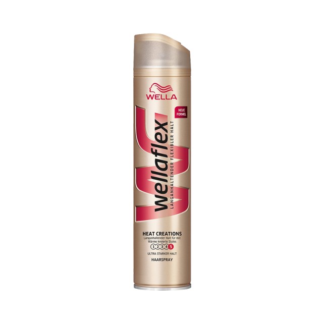 Wellaflex Heat Creations Ultra Strong Hairspray, Λακ για Πολύ Δυνατό Κράτημα στα Μαλλιά, 250ml