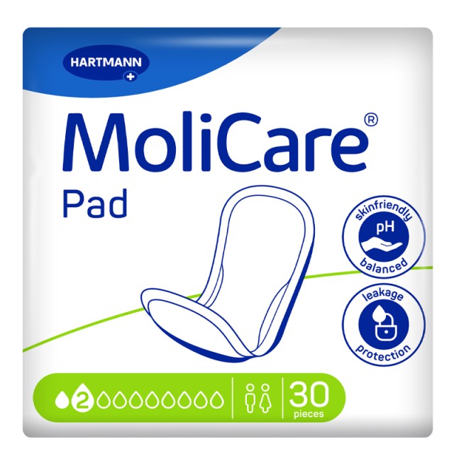 Hartmann MoliCare Pad 2 Drops, Σερβιέτες μιας Xρήσης Eλαφράς Aκράτειας για Γυναίκες και Άνδρες. 30τεμ