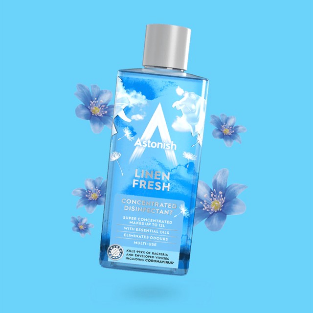 Astonish Concentrated Disinfectant Fresh Linen, Υπερσυμπυκνωμένο Απολυμαντικό Υγρό Πολλαπλών Χρήσεων, 300ml