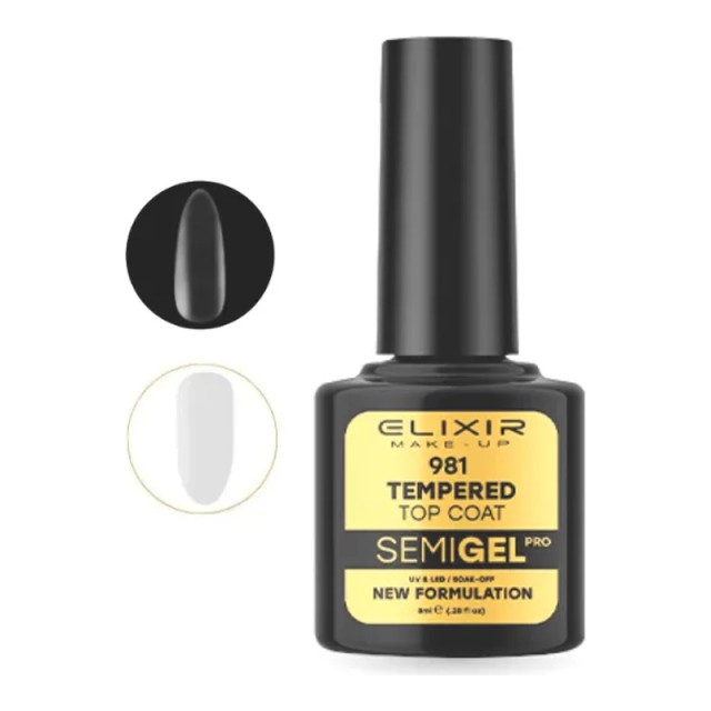Elixir Semi Gel Νο981 Tempered Top Coat No Wipe 8 ml