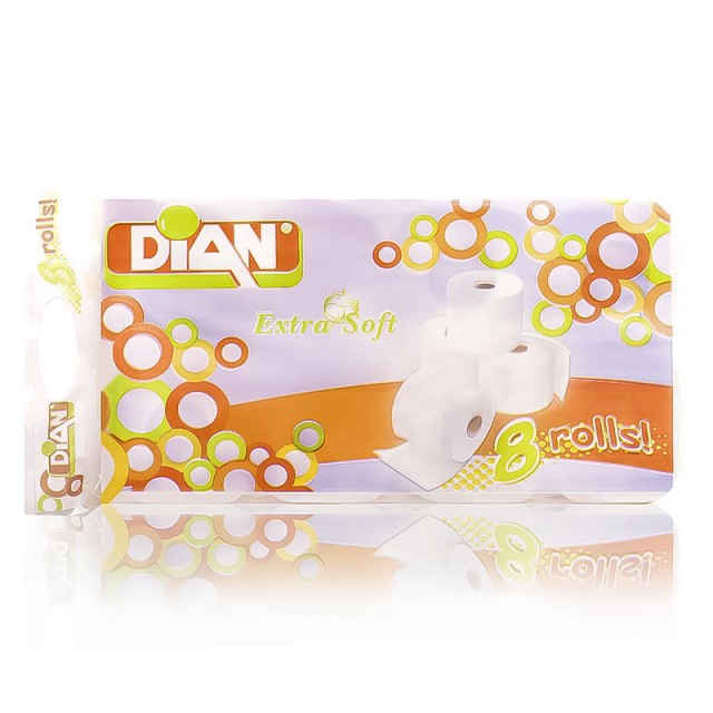 Dian Extra Soft, Χαρτί Υγείας 2φυλλο με σχέδιο 65g, 8τμχ