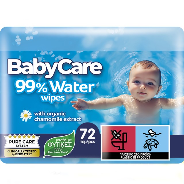 Μωρομάντηλα BabyCare 99% Pure Water, 72 τμχ