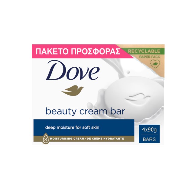 Dove Beauty Cream Bar Original, Σαπούνι, 4x90g