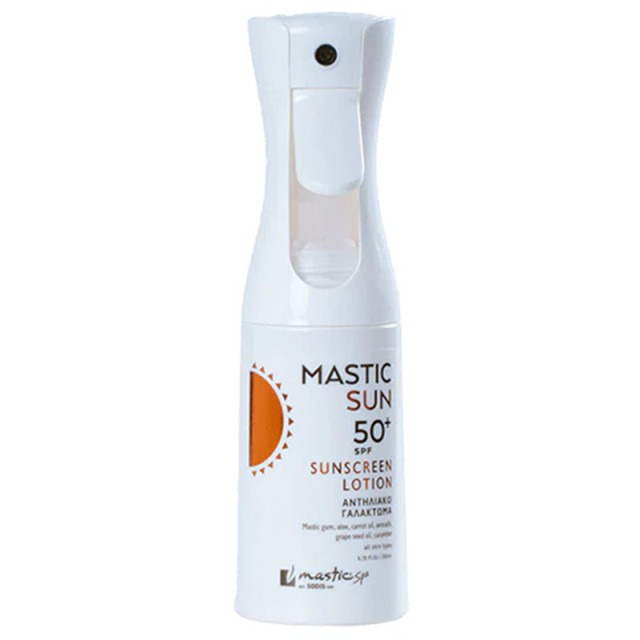 Mastic Sun Sunscreen Lotion SPF 50+, Αντηλιακό Σπρέι Γαλάκτωμα Σώματος για Προστασία, Ενυδάτωση & Σύσφιγξη με Αλόη & Υαλουρονικό, 250ml
