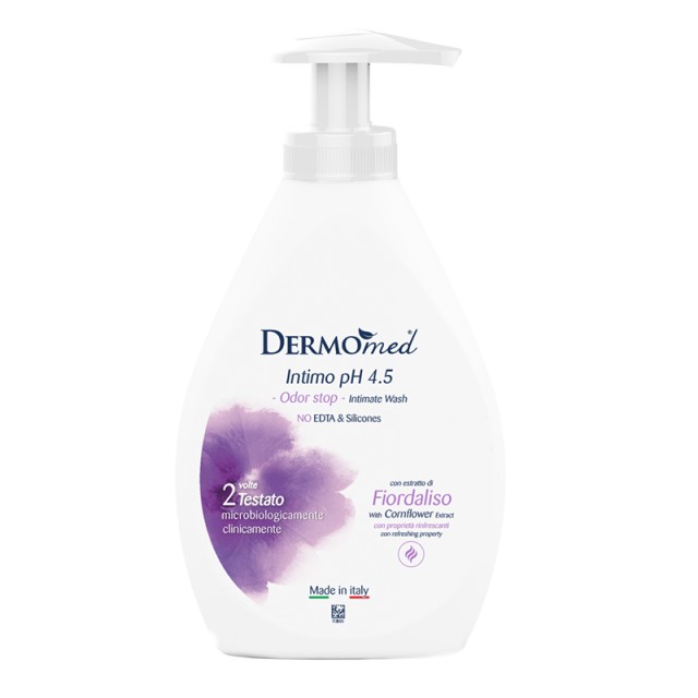 Dermomed Cornflower Odor Stop Intimate Wash PH 4,5, Ήπιο Καθαριστικό Κρεμοσάπουνο για την Ευαίσθητη Περιοχή, 300ml