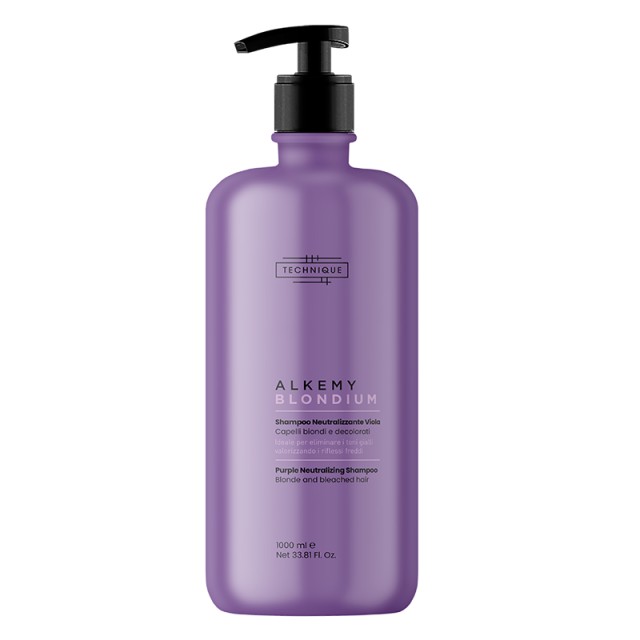 Technique Alkemy Blondium Anti-Yellow Purple Shampoo, Μωβ Σαμπουάν Εξουδετέρωσης Κίτρινων Τόνων σε Ξανθά & Βαμμένα Μαλλιά 1000ml