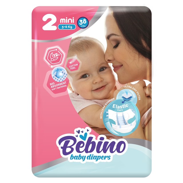 Bebino Βρεφικές Πάνες Mini No2 3-6 kg, 38τμχ