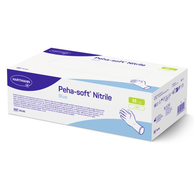 Peha-soft Nitrile Blue No Medium, Γάντια Νιτριλίου Μπλε Μίας Χρήσης Χωρίς Πούδρα - Συσκευασία 100 τεμαχίων
