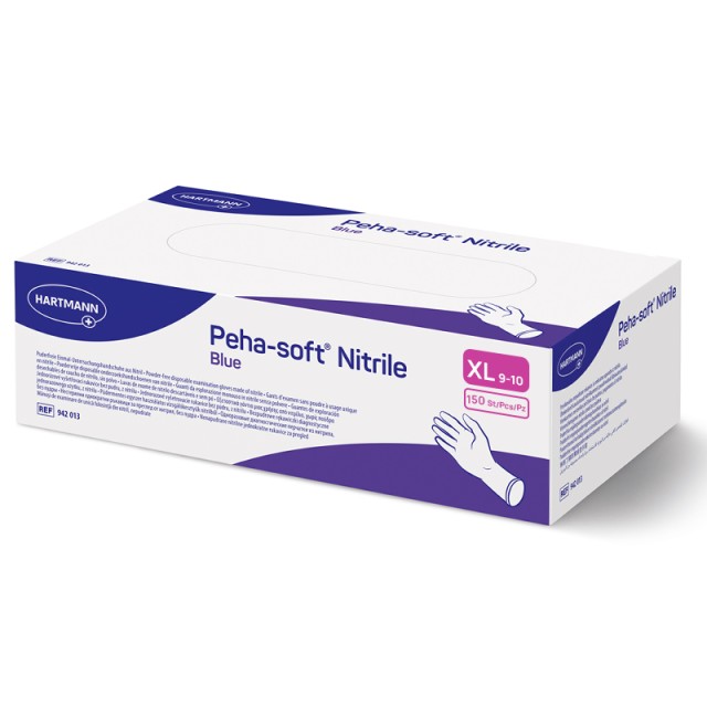 Peha-soft Nitrile Blue No X-Large, Γάντια Νιτριλίου Μίας Χρήσης Χωρίς Πούδρα - Συσκευασία 150 τεμαχίων